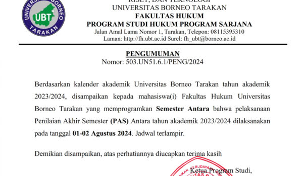 Pengumuman Pelaksanaan PAS Semester Antara Semester Genap Tahun Akademik 2023/2024