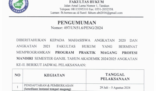 Pengumuman Pelaksanaan Program Praktik Magang Profesi MandiriSemester Ganjil TA 2024/2025