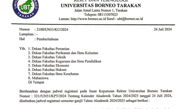 Pengumuman Jadwal Registrasi Semester Gajil Tahun Akademik 2024/2025