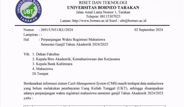 Pengumuman Perpanjangan Registrasi dan KRS Semester Ganjil TA 2024/2025